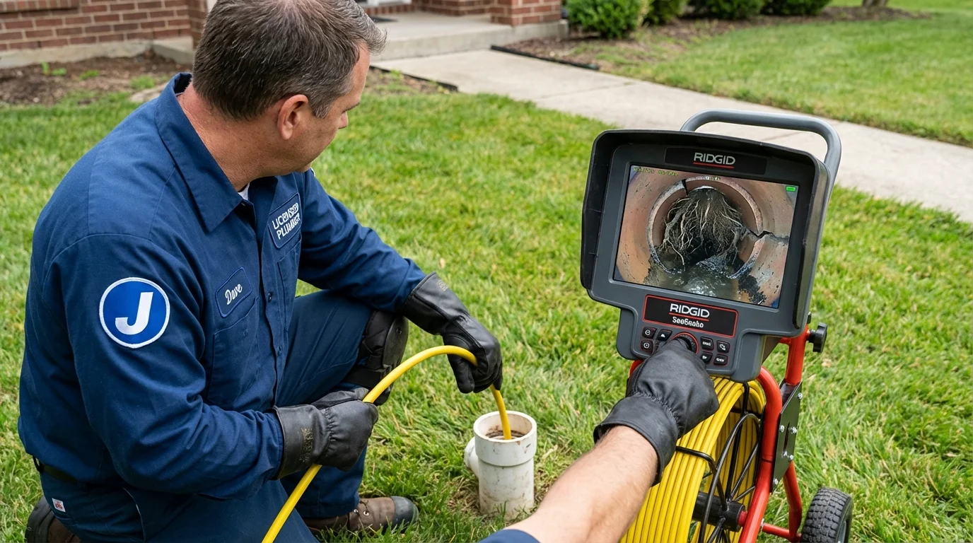 Sewer camera inspection being performed by Johns Plumbing LLC in Hoxie